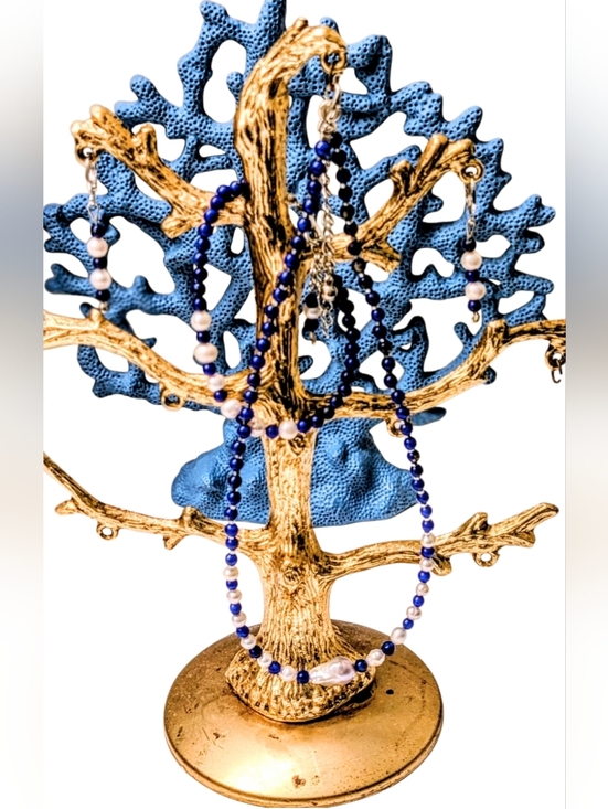 Handmade Jewelry - Lapis Lazuli With Pearls Jewelry Set